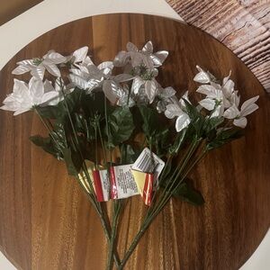 Chic White and Silver Faux Floral Stems